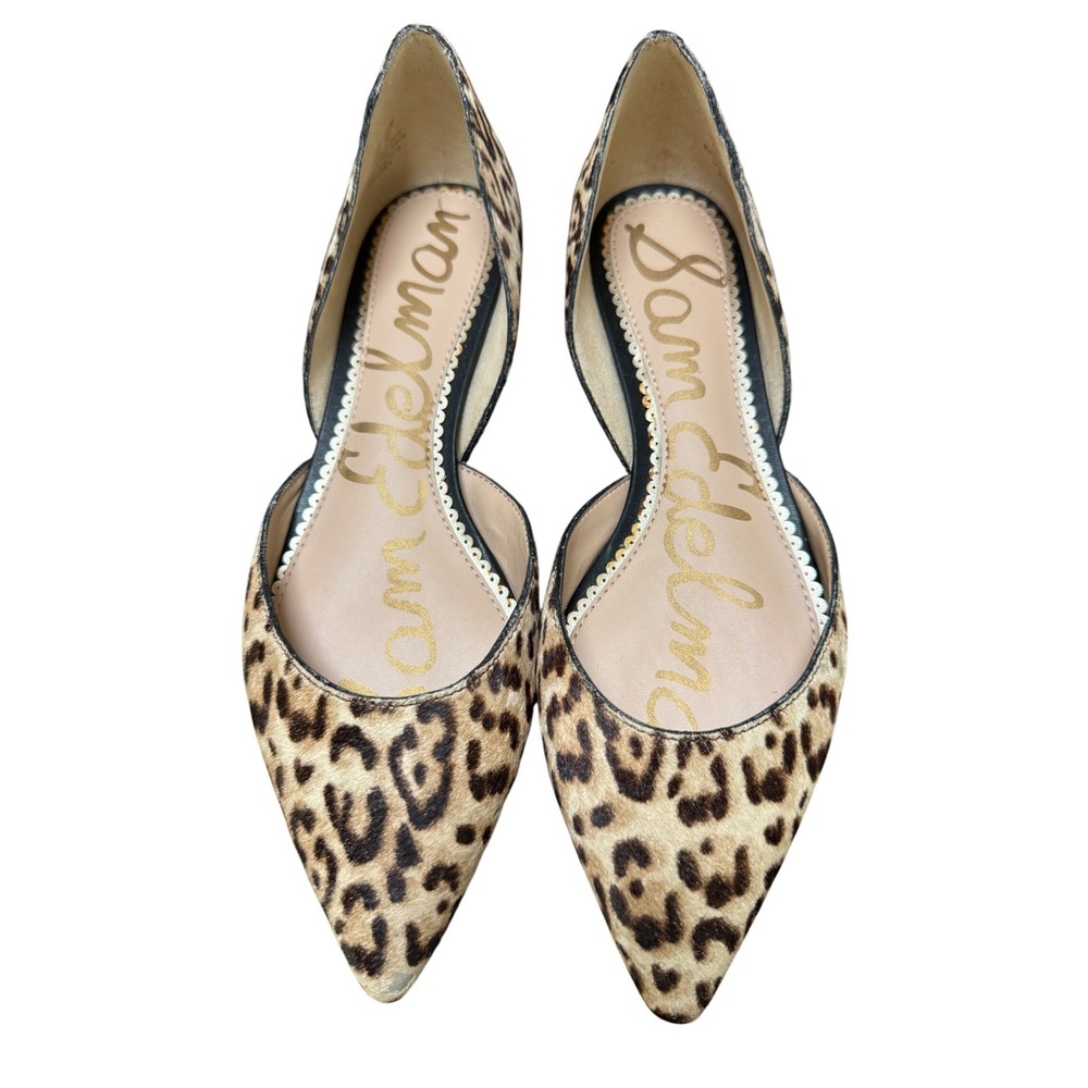 Sam Edelman Rodney Leopard Print Calf Hair Pointed‎ Toe dOrsay Flats Womens 7M